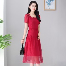 批发雪纺<b class='q'>连衣裙</b>2025新款女夏小个子奢华品牌高端庄大气质高贵欧货裙子