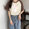 实拍实价 #美式别致撞色印花插肩T恤短袖女夏2023新款休闲上衣潮轮播图1