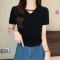 小资调短T~短袖V领T恤女显瘦设计感纯欲显瘦百搭短款上衣轮播图2
