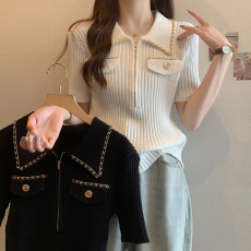 批发实拍大码女装夏装新款胖mm气质小香风链条减龄显瘦<b class='q'>针织</b>冰丝上衣潮