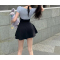 大码胖MM甜辣学院风蕾丝拼接上衣女收腰显瘦挂脖背带裙两件套装轮播图4