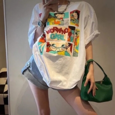 批发夏季欧美<b class='q'>街头</b>风设计感正肩休闲大码t恤女潮牌ins宽松纯棉短袖上衣