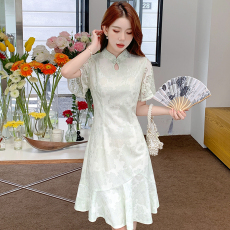 批发实拍改良日常旗袍连衣裙夏季年轻少女款民国风<b class='q'>敬酒</b>服蕾丝<b class='q'>礼服</b>