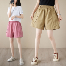 批发实拍  夏季韩系文艺学院风休闲口袋<b class='q'>糖果</b><b class='q'>色</b>工装短裤宽松显瘦阔腿裤