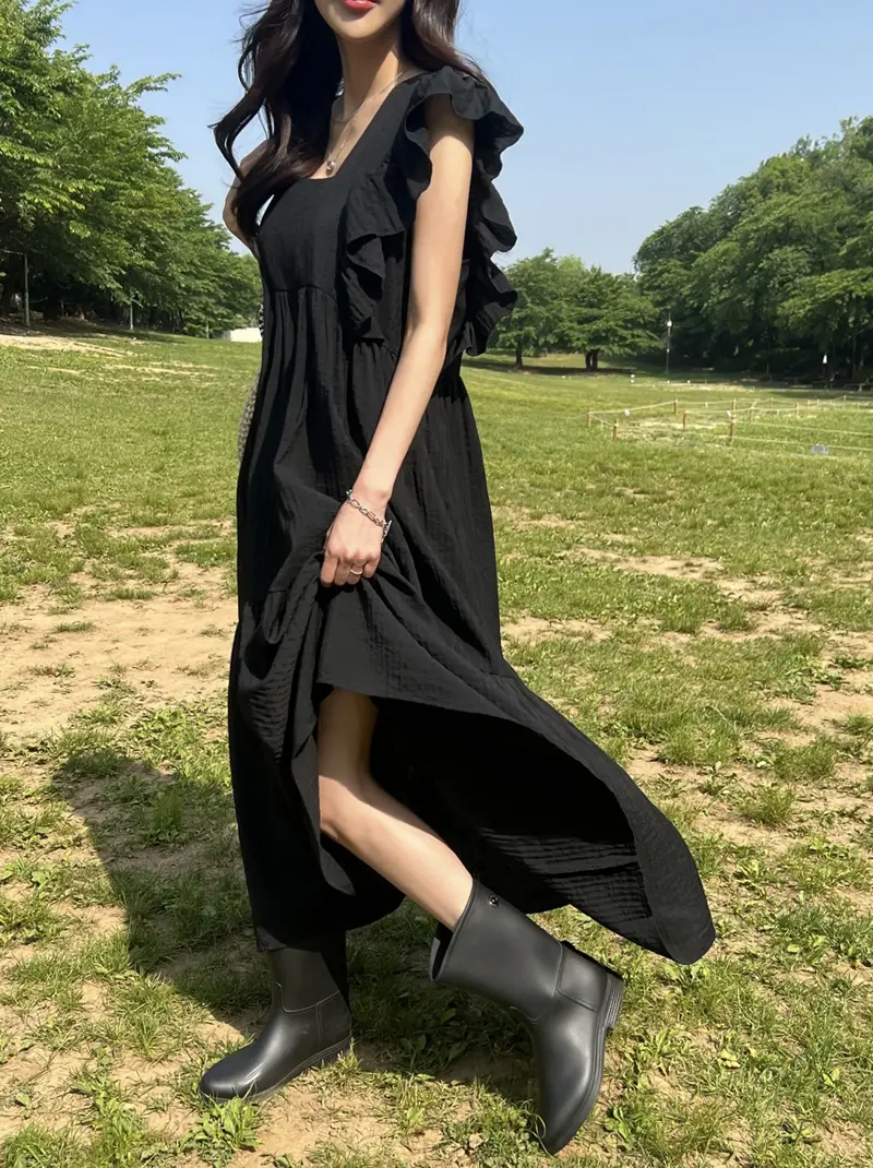 프렌치 스타일 방넥 레이스 하임라인 원피스 상세 이미지 2