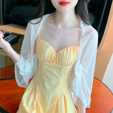 批发已出货 2026夏季新款短款雪纺网纱宽松<b class='q'>防晒衫</b>七分袖