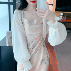 批发已出货 2026春夏季新款<b class='q'>短款</b>小披肩外套宽松雪纺防晒长袖开衫