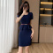 职业装连衣裙珠宝店工作服夏短袖气质时尚显瘦美容院女假两件工装轮播图3