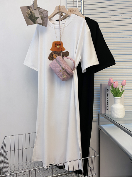 RM14079#法式独特别致短袖T恤连衣裙女韩系设计感小众裙子