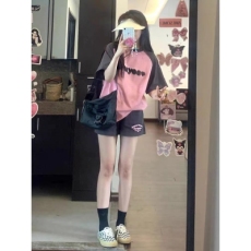 批发夏季薄款<b class='q'>运动服</b>套装女小个子宽松<b class='q'>百搭</b>纯棉短袖短裤跑步休闲两件套