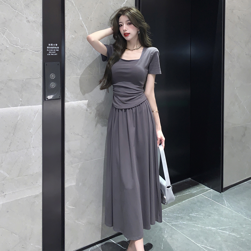 MY6445# 盐系轻熟风套装女装短袖T恤上衣夏季百褶半身裙气质休闲裙子女裝貨源服裝批發