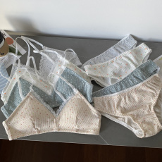 批发实价实拍<b class='q'>夏</b>季薄款内衣女大胸显小无钢圈法式蕾丝三角杯文胸罩套装