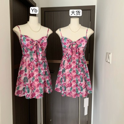 ishui-4/13-罗勒青梅子 碎花吊带连衣裙