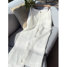 批发白色亚麻休闲西装裤垂感女夏薄款宽松百搭直筒裤小个子显瘦长裤子