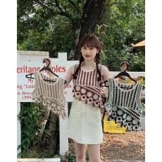 批发镂空背心女夏季新款设计感小众别致刺绣无袖<b class='q'>马甲</b>短上衣