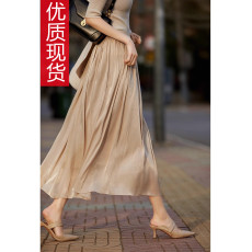 批发宝珠阁 夏季摇曳浪漫/立体剪裁 <b class='q'>显瘦</b>纯色光泽肌理褶皱半身裙女