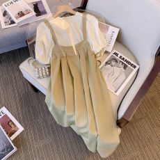 批发原创<b class='q'>女童</b>度<b class='q'>假</b>风套装裙春装2025新款儿童泡泡袖<b class='q'>娃娃衫</b>背带裙两件套