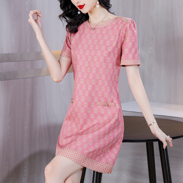 RM14808#小香风连衣裙2023新款高端大牌气质印花减龄显瘦裙子女夏季