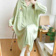 批发100%纯棉纱布孕妇睡衣女春月子服夏季薄款裙子产后孕期哺乳家居服