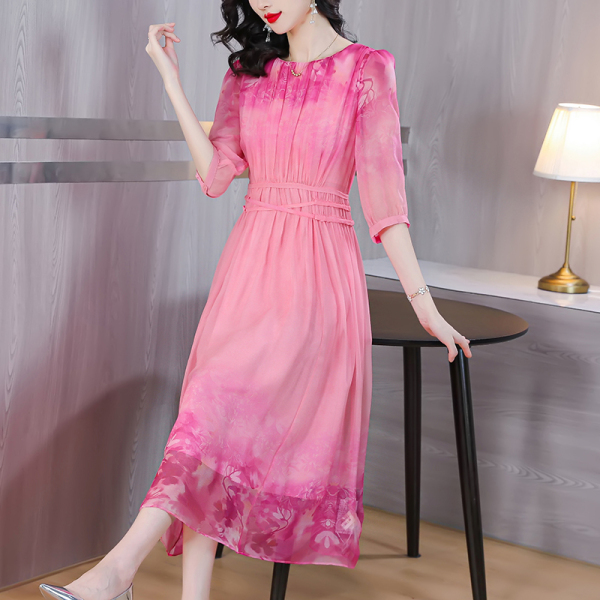 RM14466#真丝连衣裙2023夏季新款温柔风气质女装高级感桑蚕丝长裙