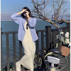 批发2026年韩版新款时尚夏季性感吊带裙子长裙纯色简约休闲针织连衣裙