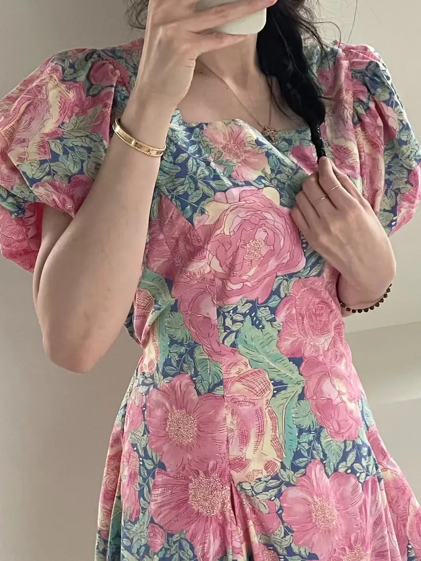 플라워 패턴 블라우스 스타일 원피스 상세 이미지 20