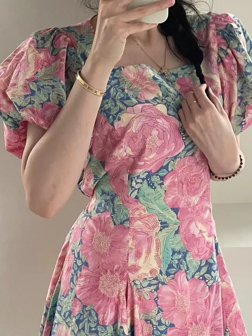 플라워 패턴 블라우스 스타일 원피스 상세 이미지 21