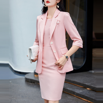 高级感西装连衣裙套装女春秋新款气质职业装珠宝美容院正装工作服