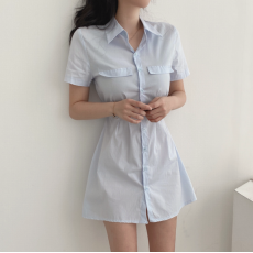 批发已出货chic 新款法式气质甜美修身显瘦收腰衬衫<b class='q'>连衣裙</b>！有内衬！