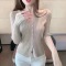 秋冬新款针织衫女时尚坑条开衫修身短款外搭长袖显瘦针织上衣外套轮播图2