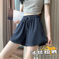 批发原版质量冰丝运动短裤女大码<b class='q'>休闲</b>阔腿裤宽松显瘦a字辣妹<b class='q'>热裤</b>子