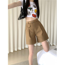 实拍实价 时尚新款弹力棉休闲女装裤薄款五分宽松阔腿工装短裤