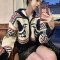 韩版复古撞色长袖加厚毛衣女装秋冬新款慵懒风短款针织开衫外套轮播图1