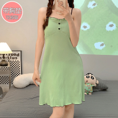 批发皱布<b class='q'>睡衣</b>女夏季甜美吊带带胸垫可拆取加肥<b class='q'>大码</b>160斤胖M睡裙家居服