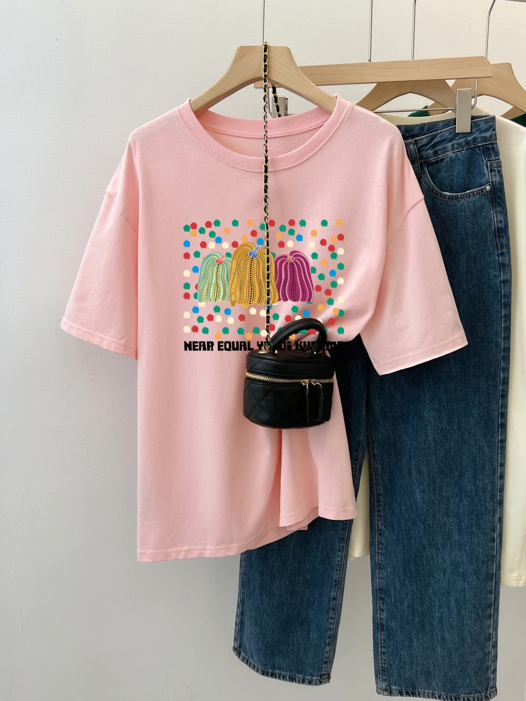 Real shot real price 100% cotton combed cotton printed summer short-sleeved T-shirt women's loose Korean version