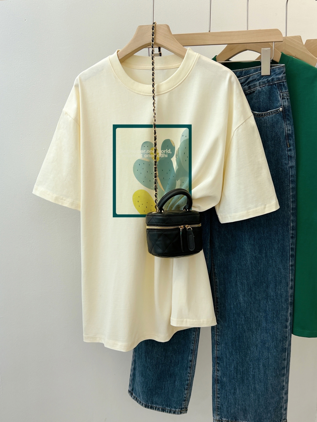 Real shot real price 100% cotton combed cotton printed summer short-sleeved T-shirt women's loose Korean version
