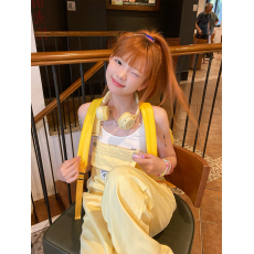 批发MEIM柠檬甜酷风春秋季美式牛仔多巴胺<b class='q'>背带裤</b>女复古直筒休闲长裤潮