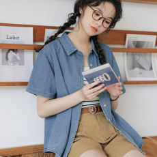 批发实拍2026<b class='q'>夏</b>季新款法式设计感气质牛仔衬衫小个子别致显瘦上衣