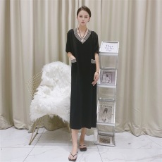 批发玥玥高端羊绒抖音热卖909<b class='q'>春</b>夏黑卡其口袋中长款<b class='q'>春</b>夏时尚显瘦长裙