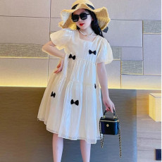 批发<b class='q'>女童</b>连<b class='q'>衣裙</b>2023新款夏季洋气短袖裙子蝴蝶结网纱公主裙女
