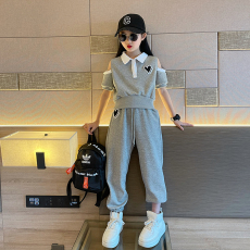 批发网红<b class='q'>女童</b>装洋气套装2023夏季新款儿童潮服女大童夏装运动两件套潮