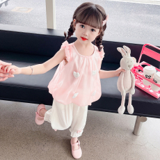 批发<b class='q'>女</b><b class='q'>童</b>套装夏季2023新款洋气时髦夏款宝宝儿<b class='q'>童装</b><b class='q'>夏装</b>两件套网红衣服