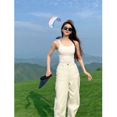 批发赵露思同款白色吊带背心女打底外穿纯欲风美背带胸垫<b class='q'>修身</b>针织上衣