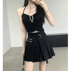 批发实拍# 暗黑辣妹甜酷不规则拼接<b class='q'>半身裙</b>短款设计感机能朋克女高腰