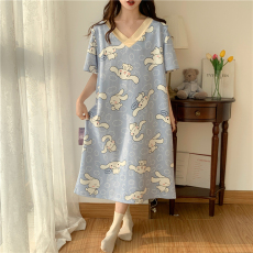 批发加大码300斤月子服夏季薄款短袖孕妇喂奶哺乳睡裙长款宽松睡衣女
