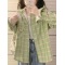 复古绿色格子衬衫女2023新款宽松设计感小众长袖上衣情侣衬衣外套轮播图1