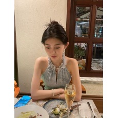 批发法式辣妹绝美晕染挂脖无袖<b class='q'>背心女</b>夏外穿新中式设计感小众<b class='q'>雪纺</b><b class='q'>上衣</b>