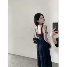 批发实拍实价~纯欲气质长款<b class='q'>甜美</b>吊带<b class='q'>连衣裙</b>拼色简约时尚裙子