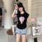 夏季2023新款韩版宽松百搭数字印花坎肩减龄短袖T恤女上衣潮轮播图5