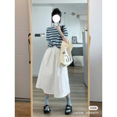 批发条纹短袖t恤半身裙两件套夏季轻熟小个子<b class='q'>气质</b>高级感盐系穿搭套